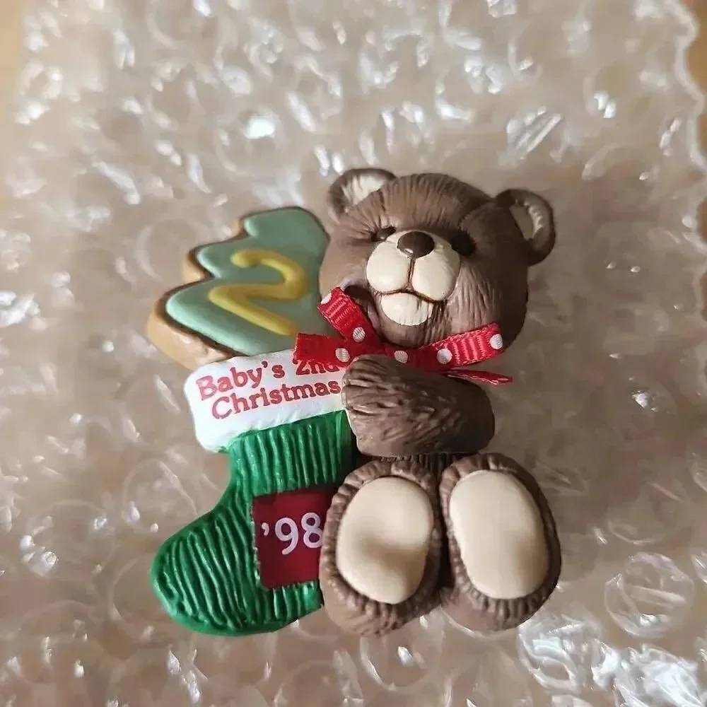 Vintage Hallmark Baby's Second Christmas teddy bear ornament